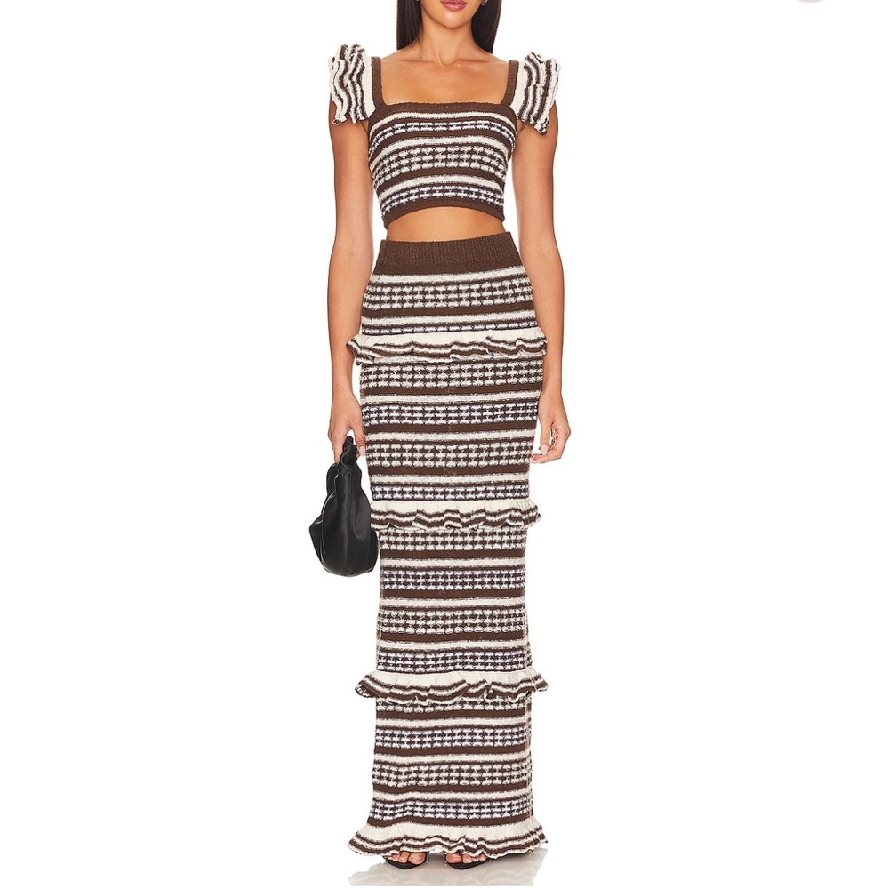 Tularosa large Kaely brown and white top and maxi skirt (set)